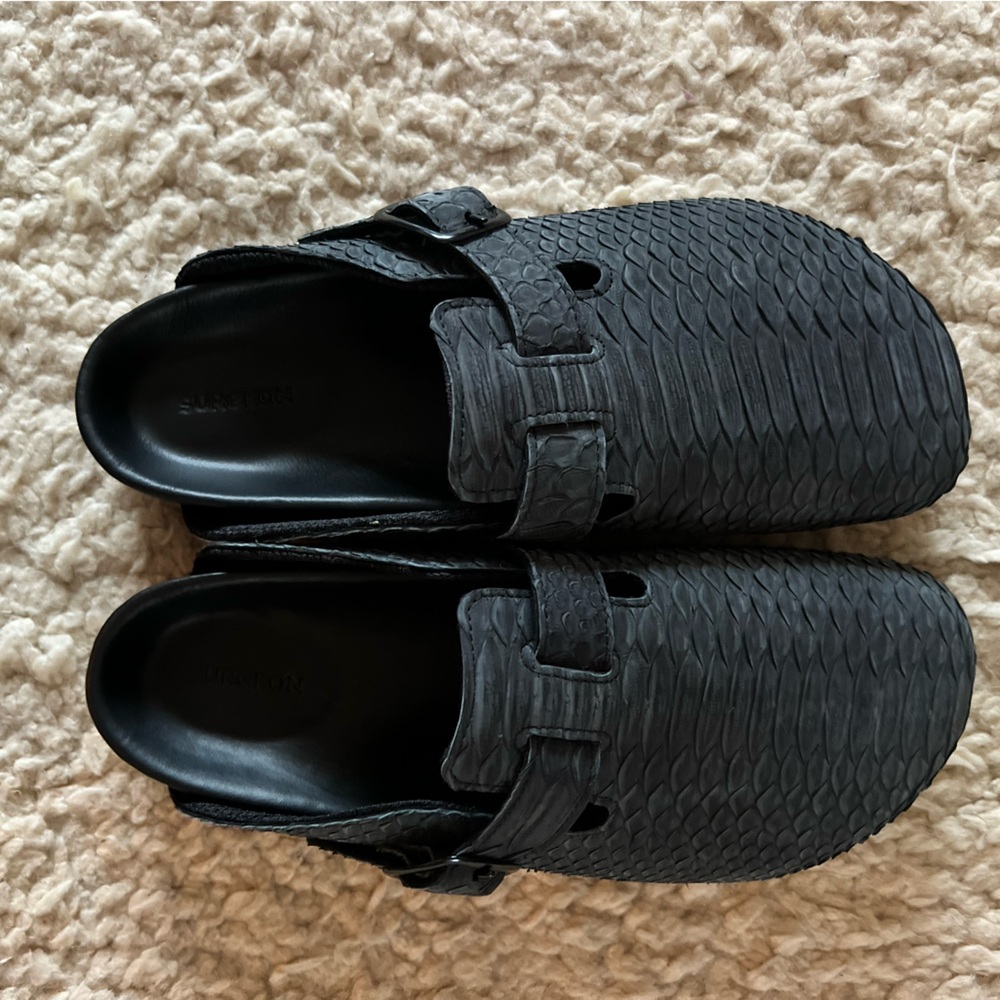 NWT The Shoe Surgeon Black Leather Mules - Picture 4 of 7